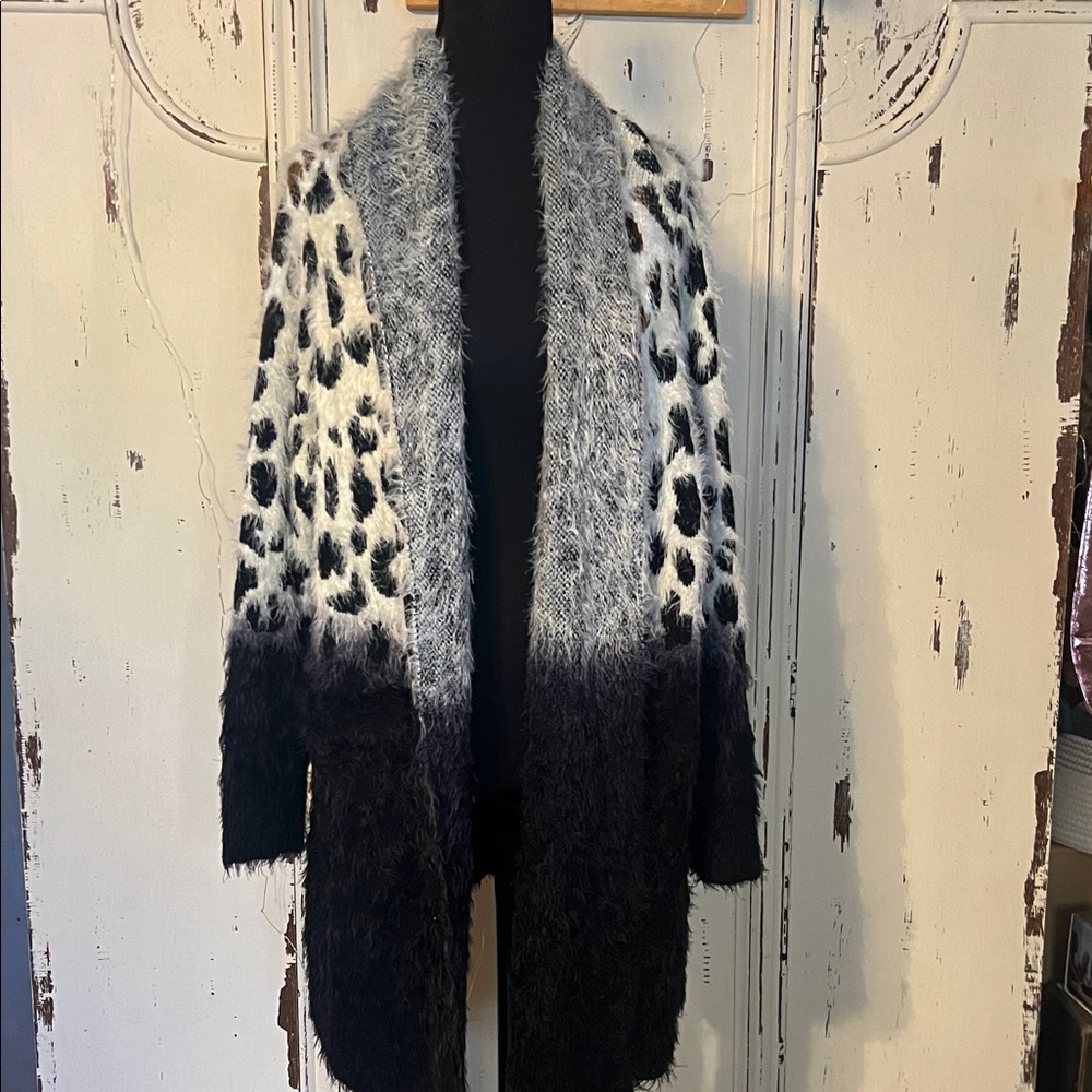 Oliver Black and White Fuzzy Cardigan